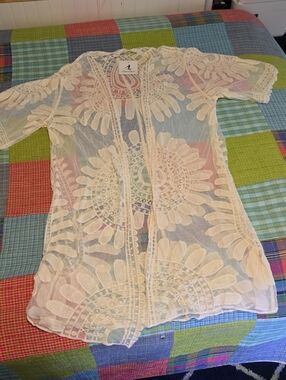 Shermie White Crochet Lace Coverup
